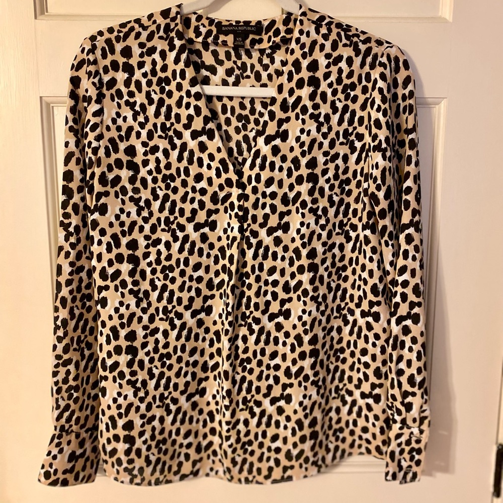Banana Republic Leopard Print Blouse, Size XS